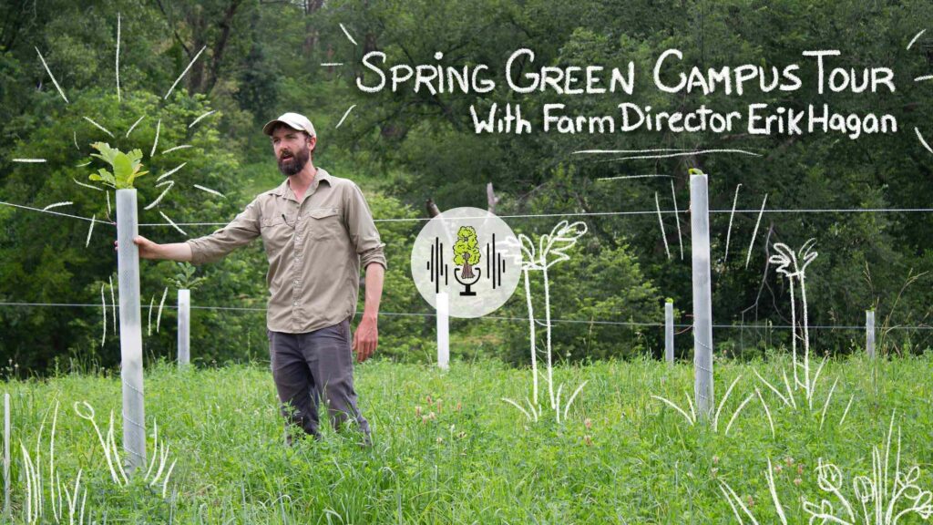 Erik Hagan leads a tour of Spring Green Campus